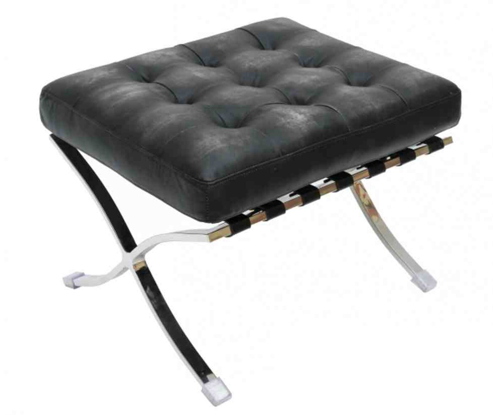 Product photograph of Barcelona Vintage Distressed Leather Footstool from Designer Sofas 4U