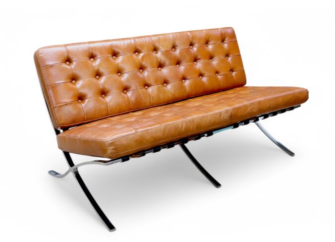 Barcelona Vintage Tan Distressed Leather 3 Seater Sofa