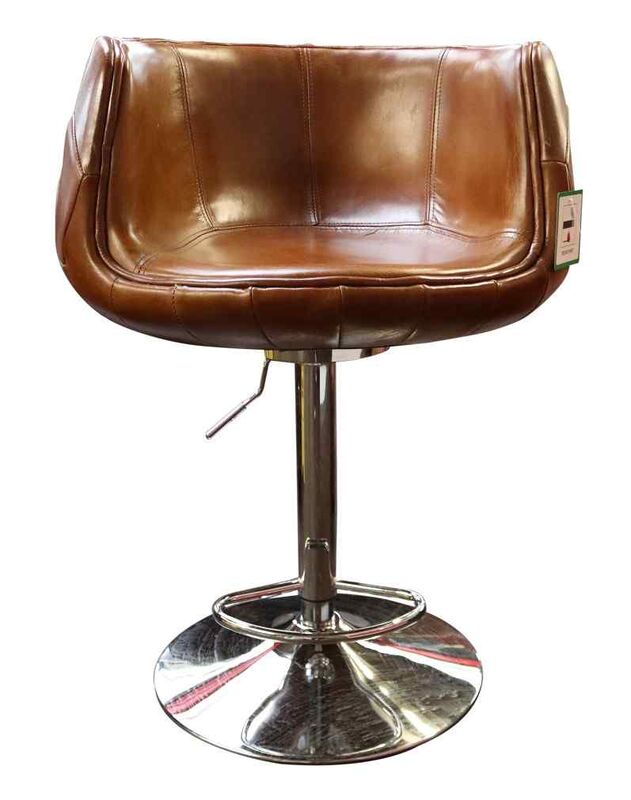 Product photograph of Grande Barstool Vintage Tan Distressed Real Leather from Designer Sofas 4U