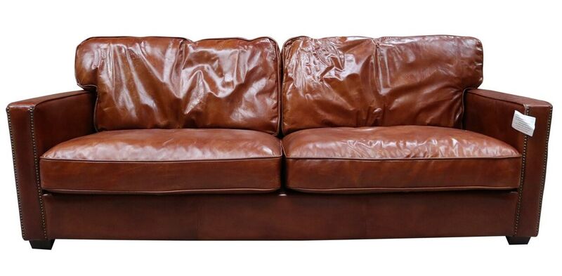 Product photograph of Battersea Vintage Tan Distressed Leather 3 Seater Sofa from Designer Sofas 4U