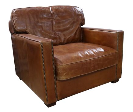 Battersea Vintage Tan Distressed Leather Armchair