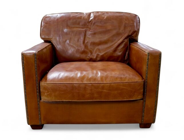Battersea Vintage Tan Distressed Real Leather Armchair