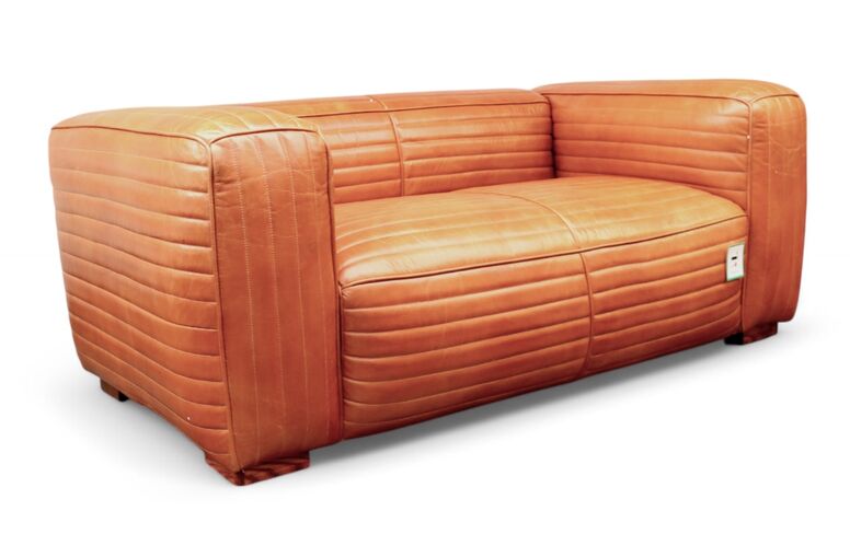 Belgrave Vintage Tan Luxury Retro Distressed Leather 2 Seater Sofa