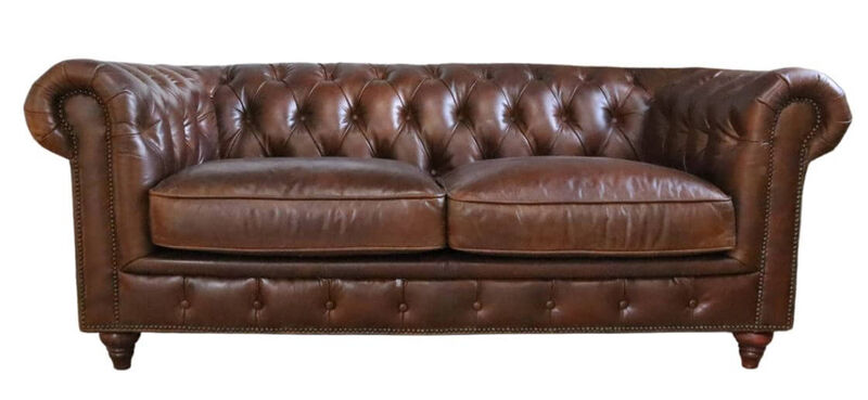 Product photograph of Berlin Chesterfield Vintage Brown Distressed Leather 2 Seater Sofa from Designer Sofas 4U