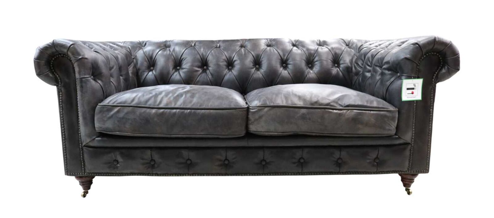 Product photograph of Berlin Chesterfield Vintage Tobacco Distressed Leather 2 Seater Sofa from Designer Sofas 4U