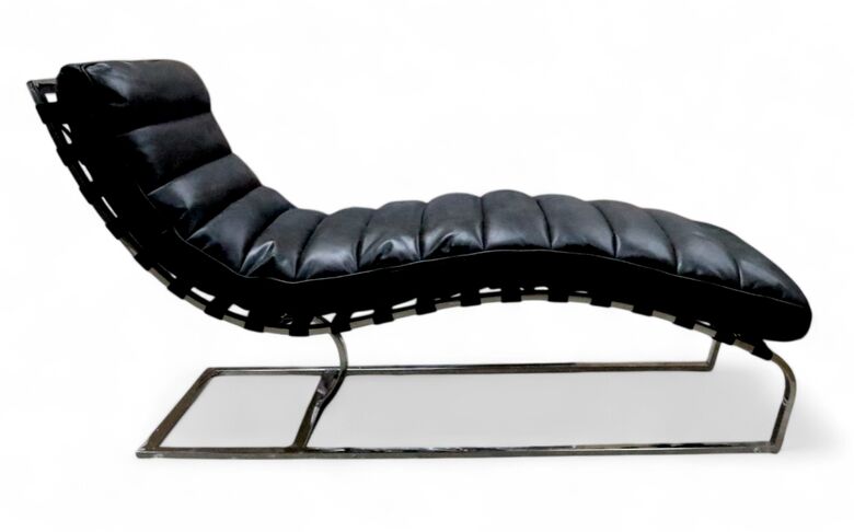 Bilbao Daybed Vintage Black Distressed Leather Chaise Lounge