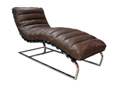 Bilbao Daybed Vintage Coffee Brown Leather Chaise Lounge