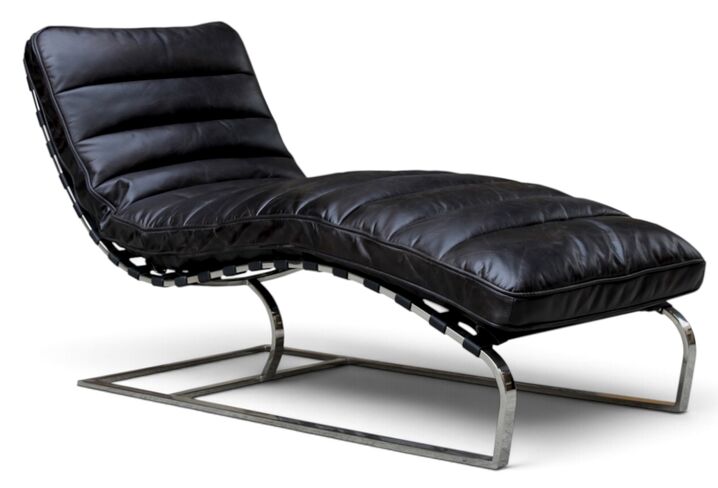 Bilbao Daybed Vintage Nappa Black Leather Chaise Lounge