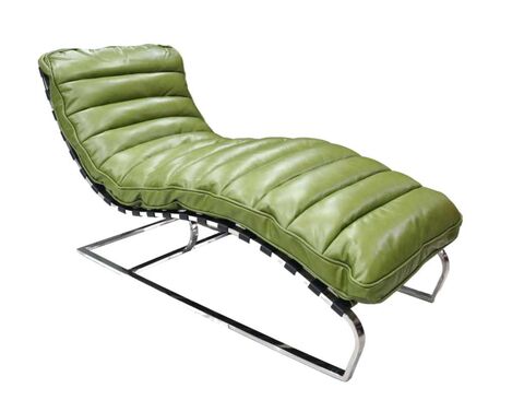 Bilbao Daybed Vintage Nappa Olive Green Leather Chaise Lounge
