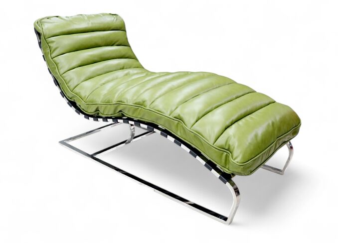 Bilbao Daybed Vintage Nappa Olive Green Leather Chaise Lounge