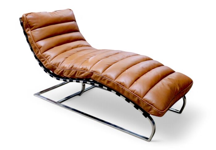 Bilbao Daybed Vintage Nappa Orange Brown Leather Chaise Lounge