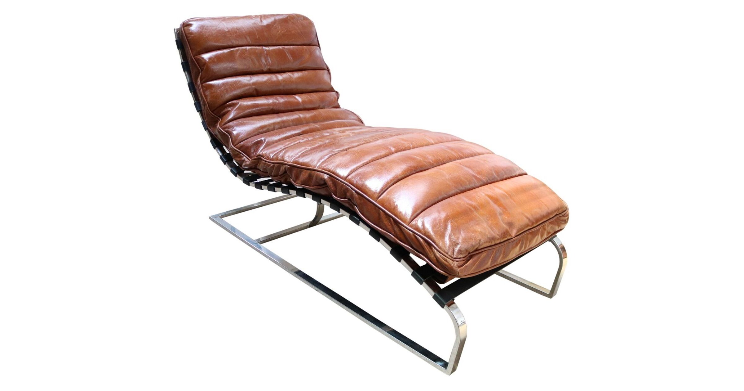 Vintage Tan Distressed Leather Bilbao Daybed Chaise Lounge