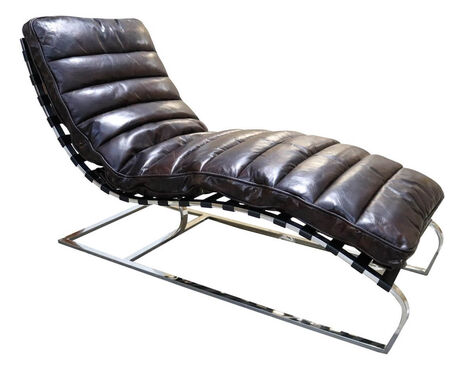 Bilbao Daybed Vintage Tobacco Brown Distressed Leather Chaise Lounge