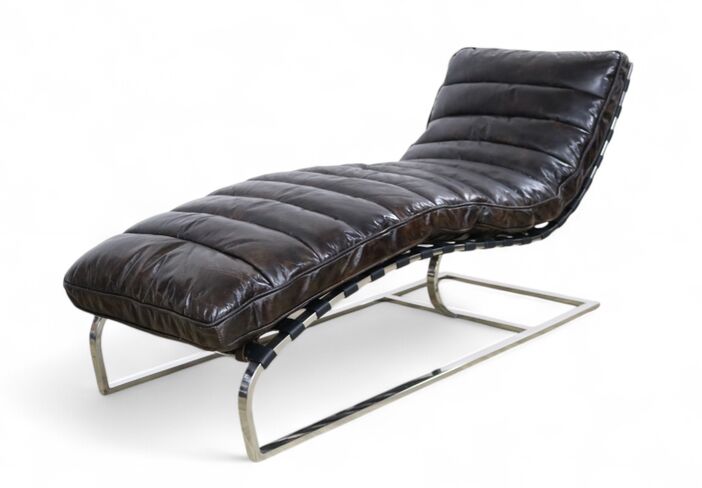 Bilbao Daybed Vintage Tobacco Brown Distressed Leather Chaise Lounge