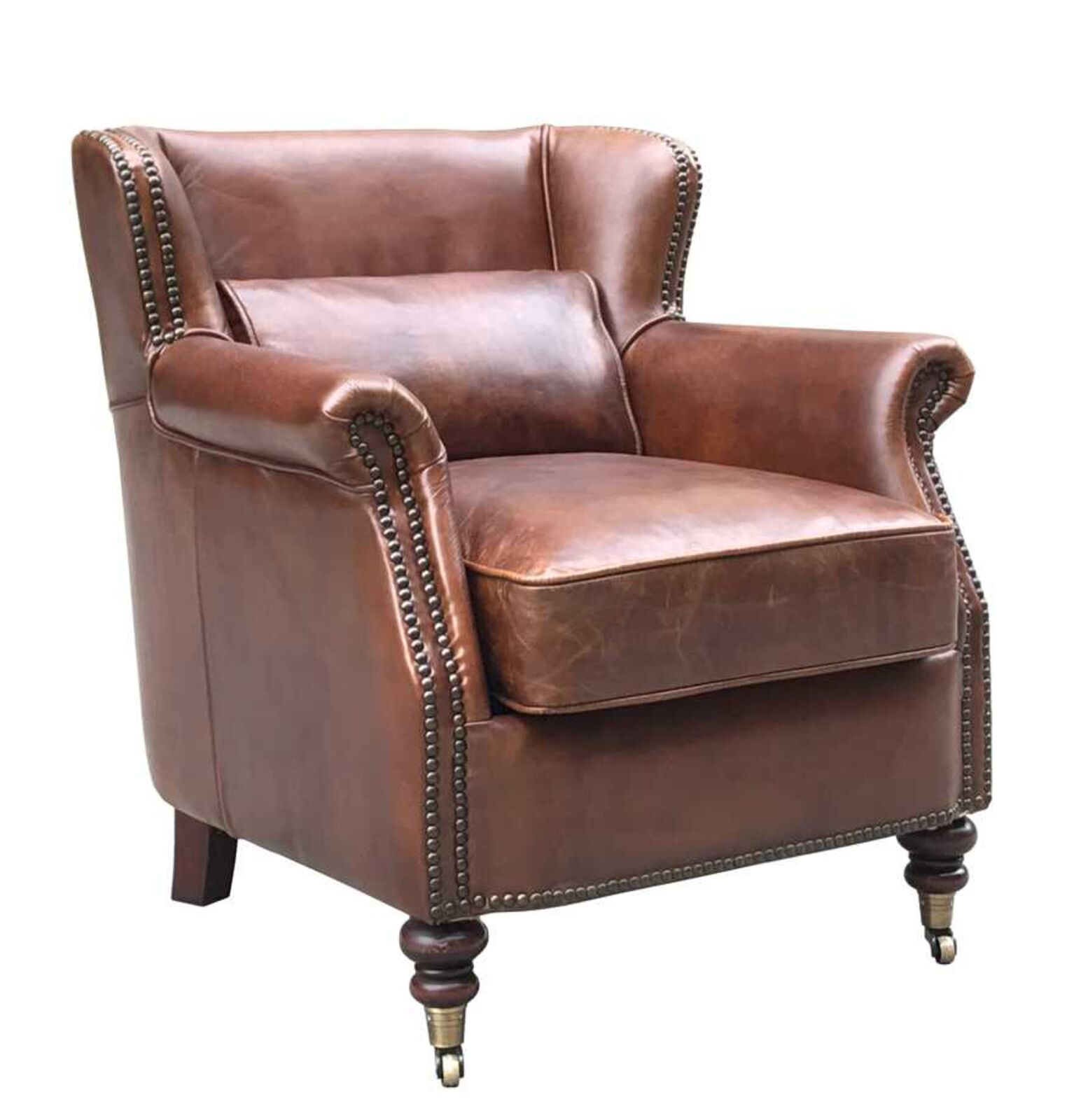 Product photograph of Bodhi Vintage Brown Leather Armchair from Designer Sofas 4U