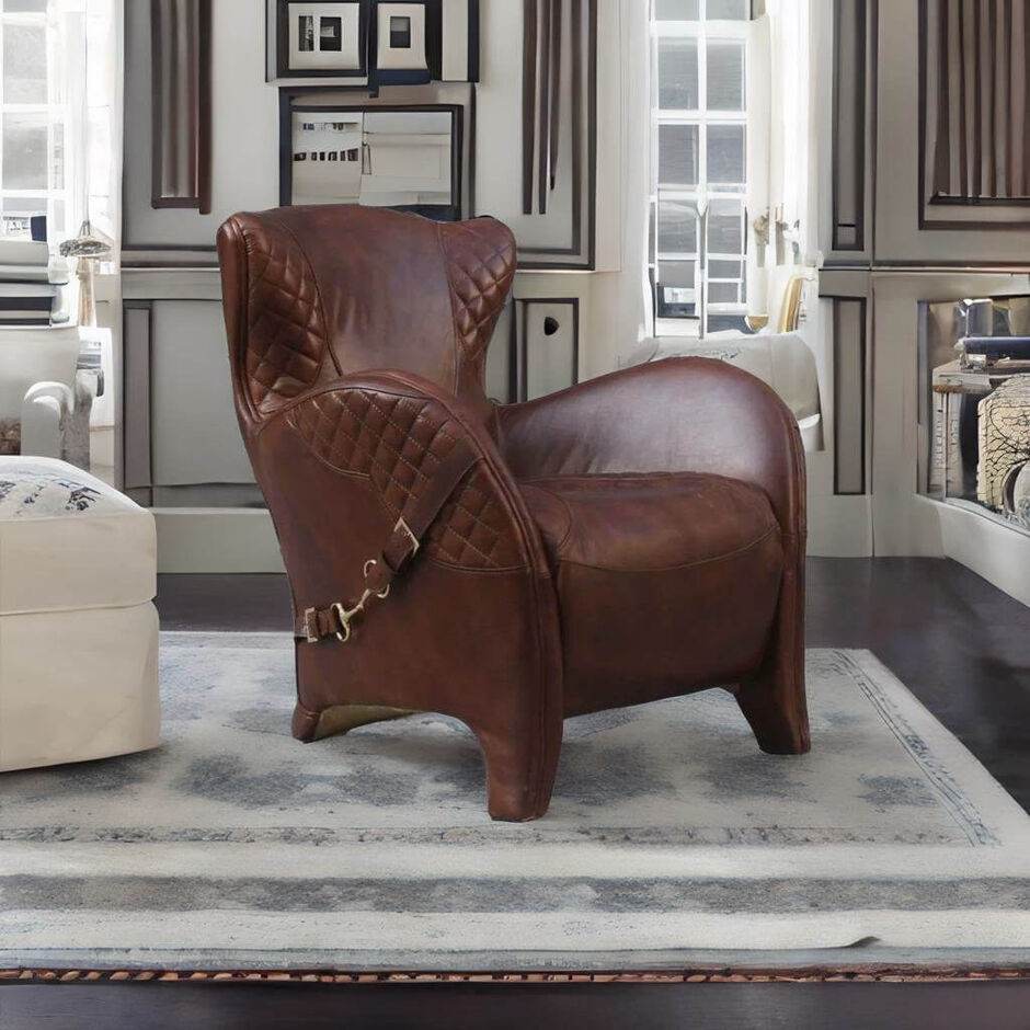 Bronco Saddle Vintage Distressed Real Leather Armchair