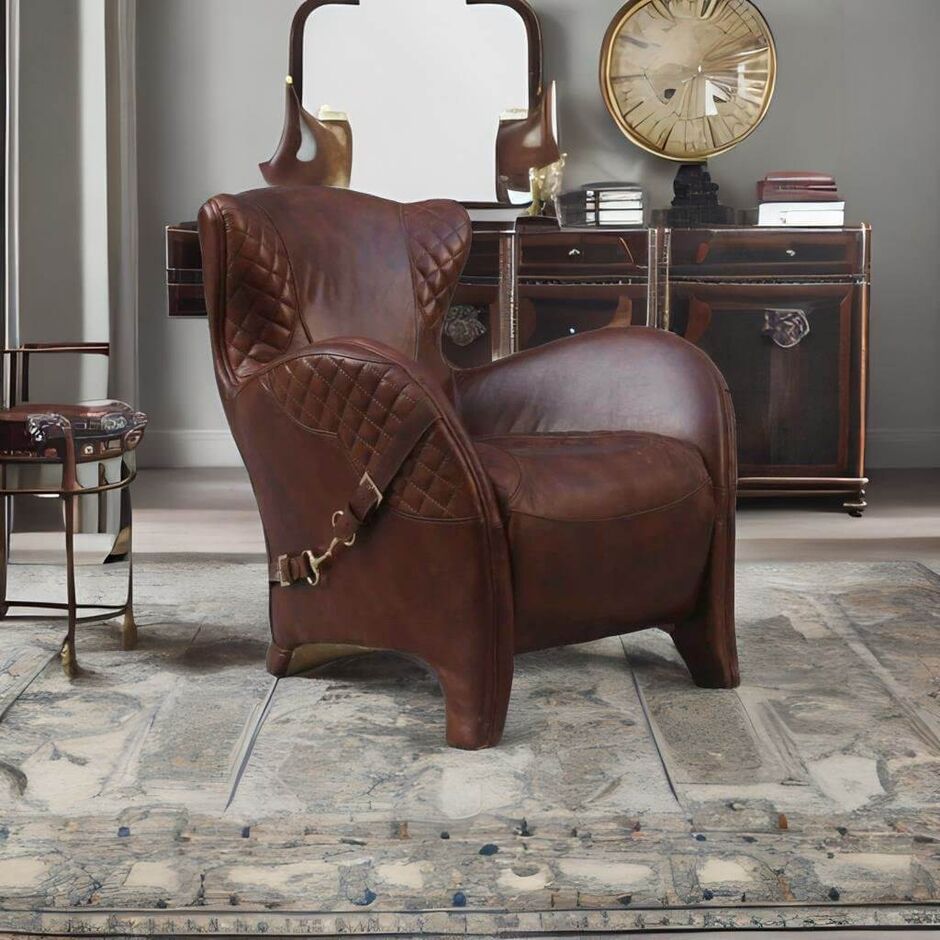 Bronco Saddle Vintage Distressed Real Leather Armchair2