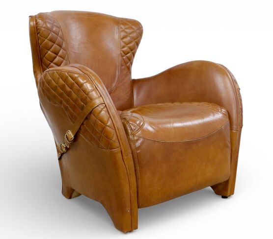 Bronco Saddle Vintage Tan Distressed Leather Armchair