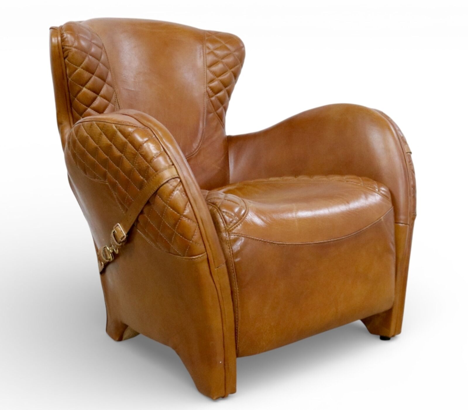 Bronco Saddle Vintage Tan Distressed Leather Armchair