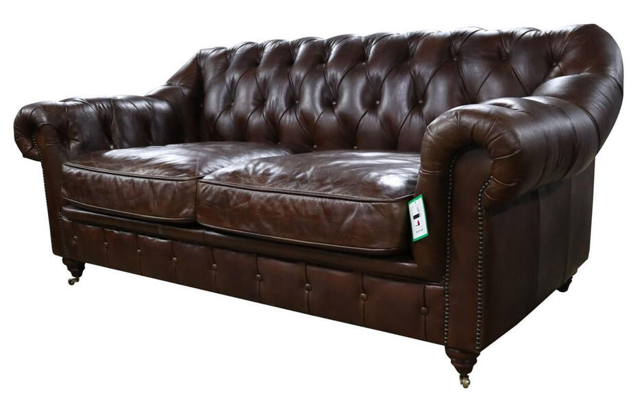 Brown Leather Wellington Chesterfield Sofa