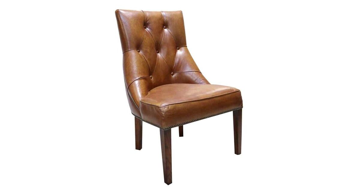 Oned Vintage Tan Distressed Leather, Richmond Black Leather Wingback Dining Chair
