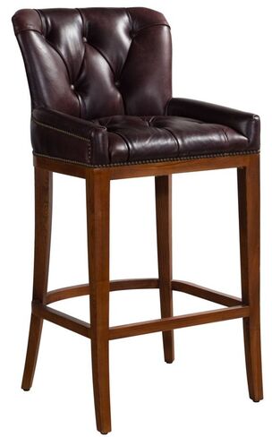 Buttoned Vintage Distressed Leather BarStool