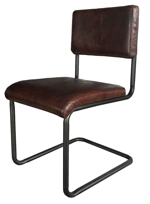 Product photograph of Byron Vintage Leather Dining Chair from Designer Sofas 4U