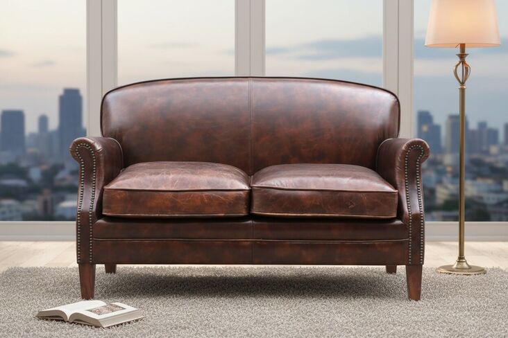 Camber 2 Seat Vintage Distressed Leather Sofa