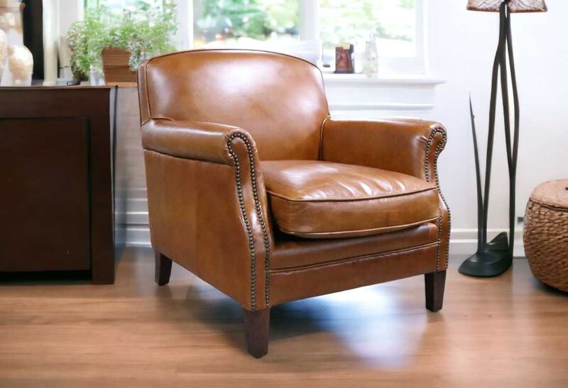Product photograph of Camber Vintage Tan Distressed Leather Armchair from Designer Sofas 4U