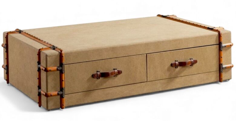 Canvas Coffee Table Large in Vintage Antique Design