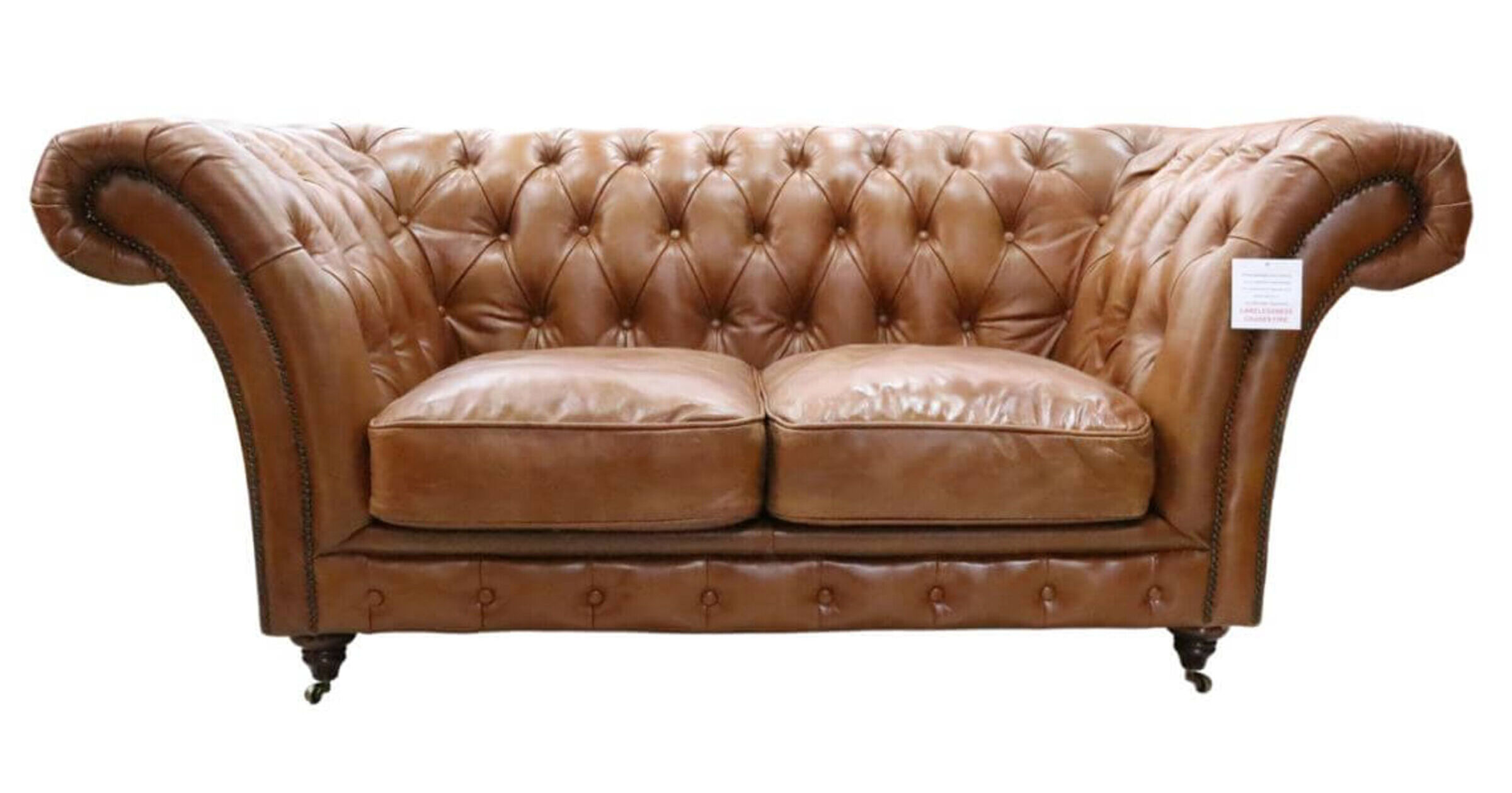 Chelsea Chesterfield Vintage Tan 2 Seater Distressed Leather Settee