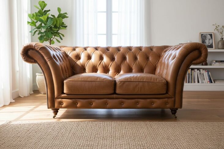 Chelsea Chesterfield Vintage Tan 2 Seater Distressed Leather Settee Sofa