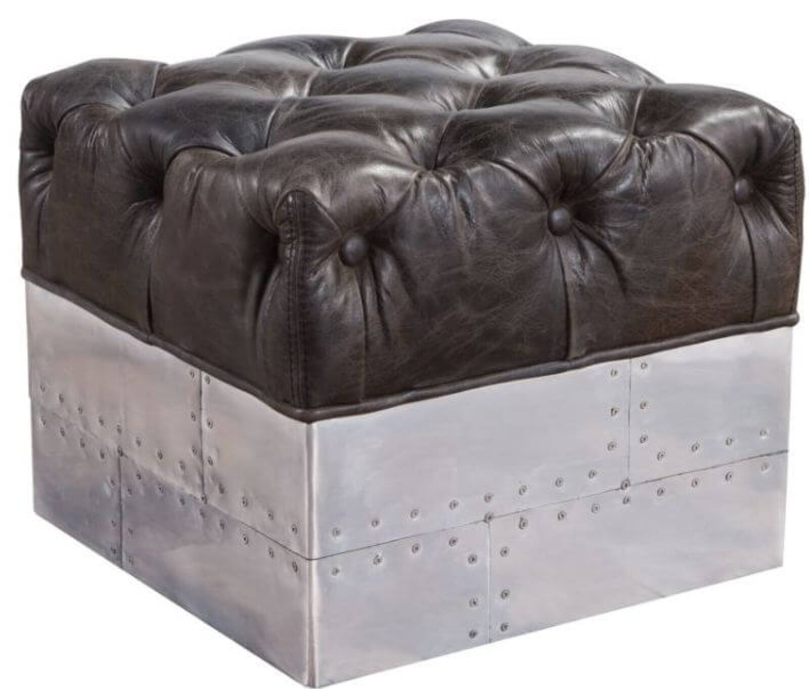 Product photograph of Chesterfield Aviator Leather Square Footstool from Designer Sofas 4U
