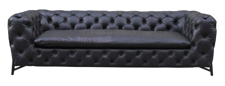 Chesterfield Baroque Nappa Black Leather 3 Seater Sofa