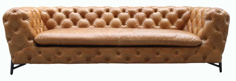 Chesterfield Baroque Vintage Tan Leather 3 Seater Sofa