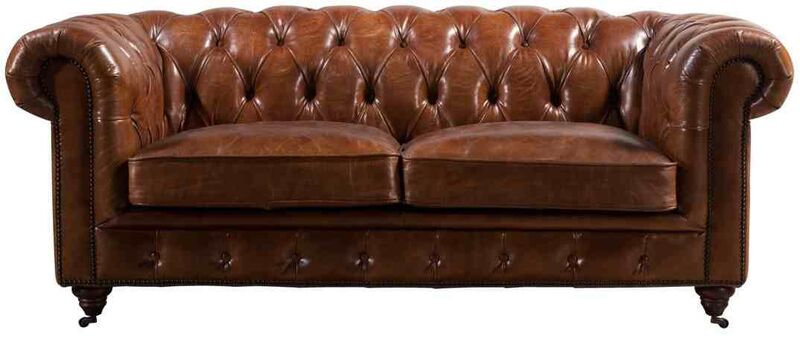 Product photograph of Chesterfield Buttoned Vintage Distressed Leather 2 Seater Sofa from Designer Sofas 4U