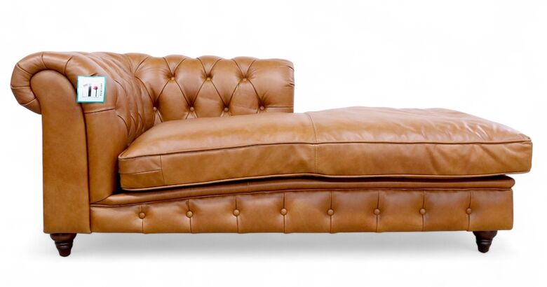Chesterfield Chaise Lounge Toffee Leather