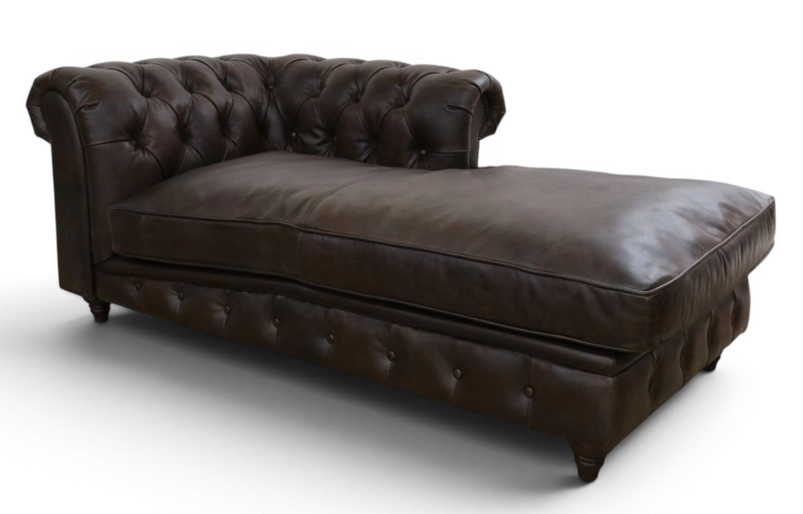 Chesterfield Chaise Lounge Vintage Brown Leather