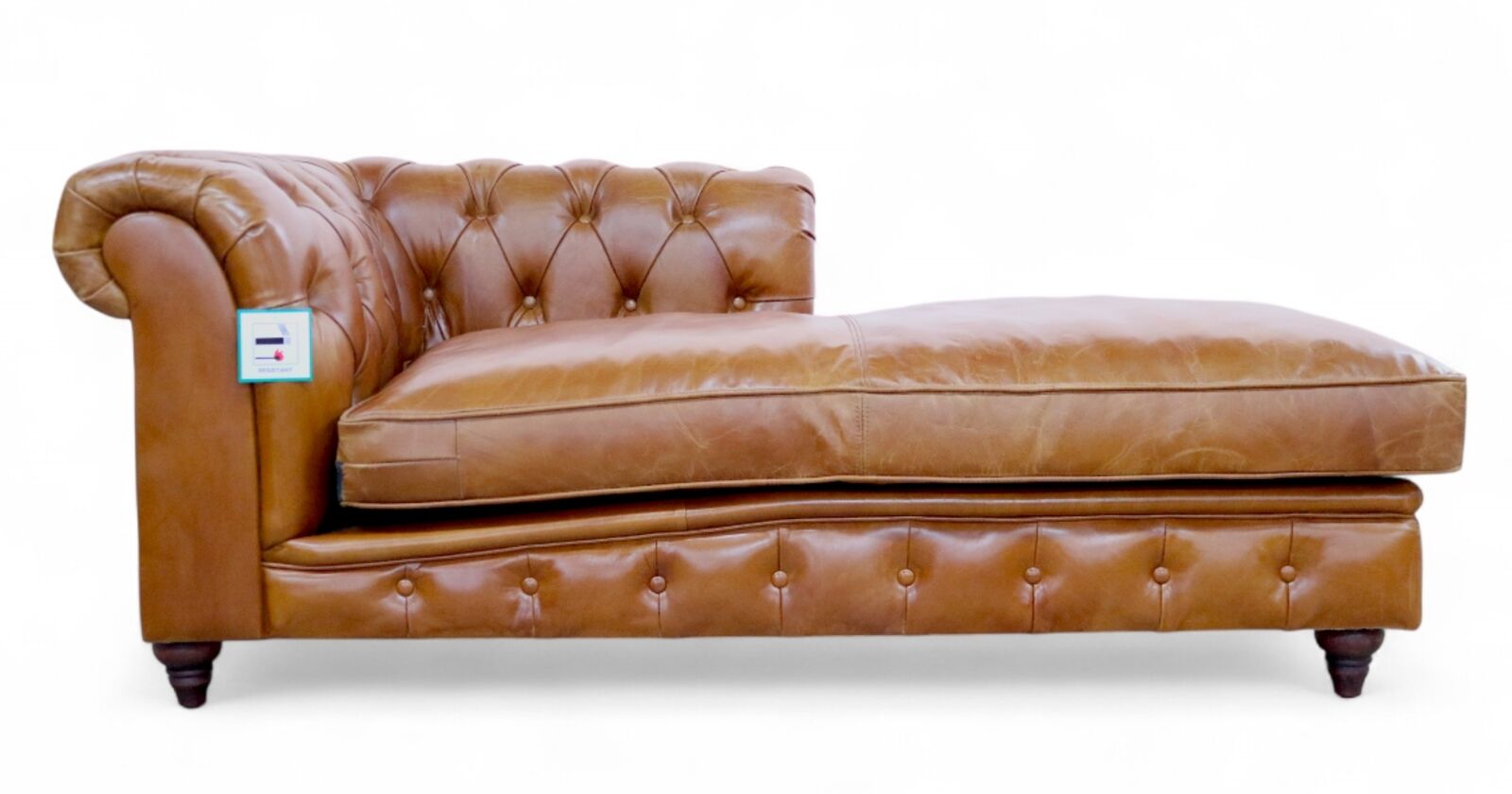 Chesterfield Chaise Lounge Vintage Tan Leather