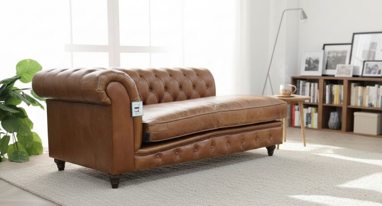 Chesterfield Chaise Lounge Vintage Tan Leather