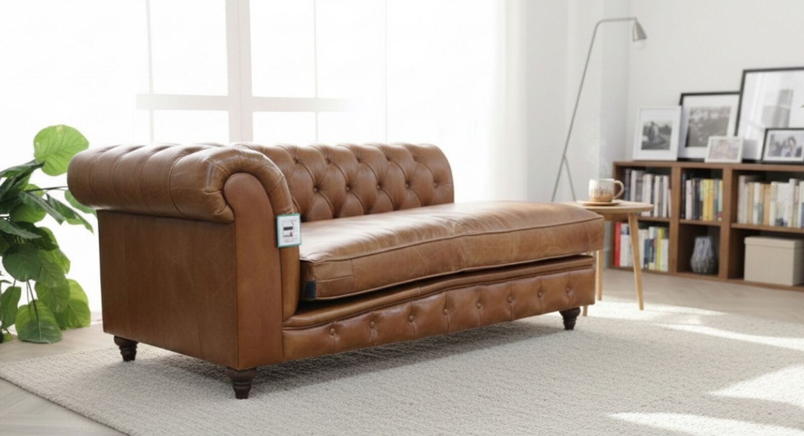 Chesterfield Chaise Lounge Vintage Tan Leather
