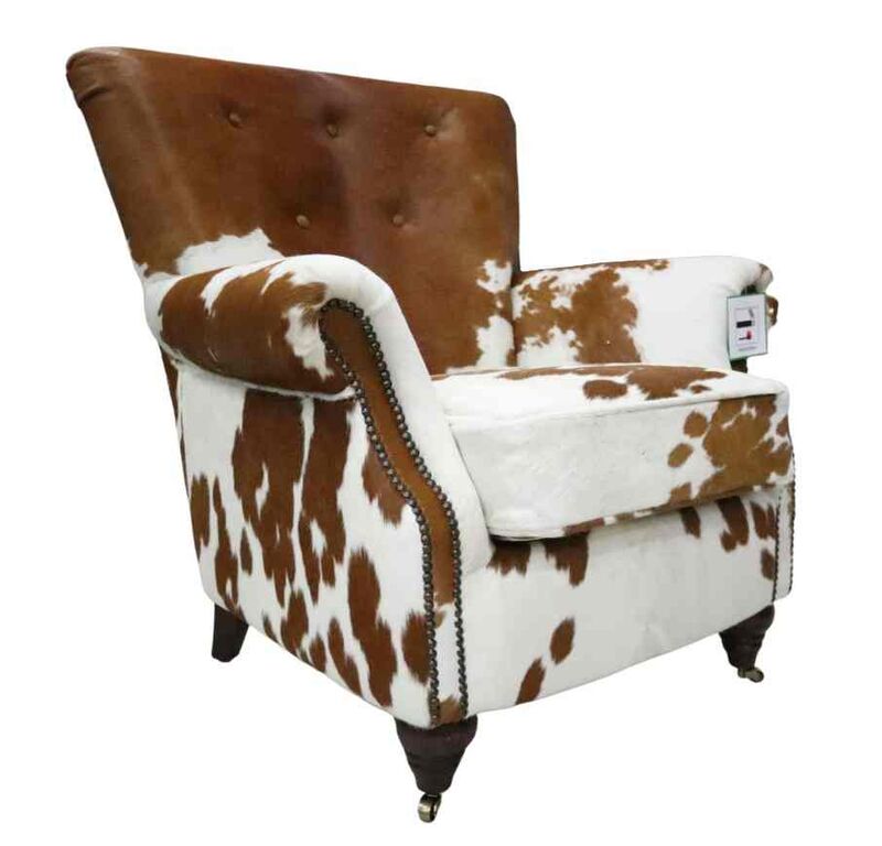 Product photograph of Chesterfield Chatsworth Hair On Hide Brown Leather Armchair from Designer Sofas 4U