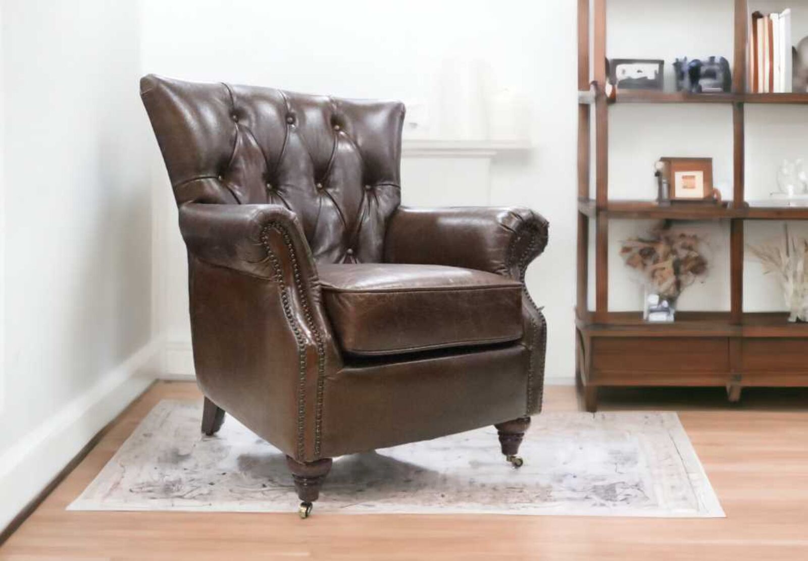 Product photograph of Chesterfield Chatsworth Vintage Brown Distressed Leather Armchair Ex Display from Designer Sofas 4U