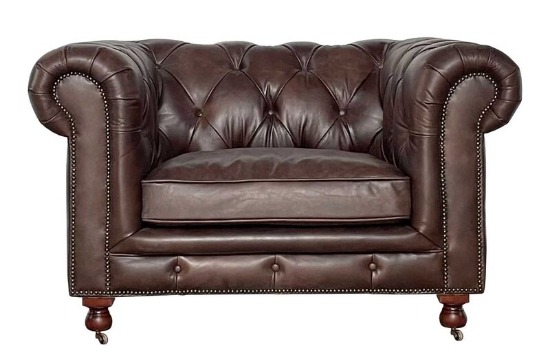 Product photograph of Chesterfield Jefferson Nappa Cuba Brown Leather Club Armchair from Designer Sofas 4U