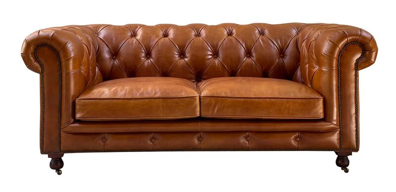 Product photograph of Chesterfield Jefferson Vintage Tan Leather 2 Seater Sofa from Designer Sofas 4U