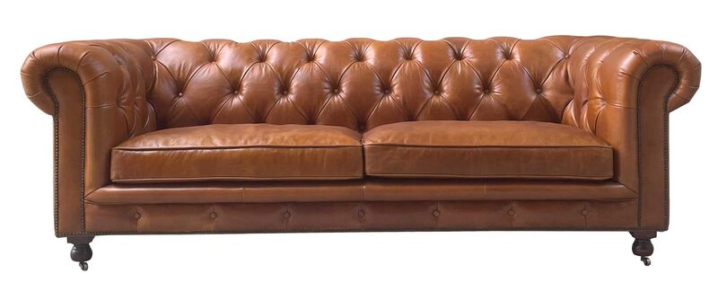 Product photograph of Chesterfield Jefferson Vintage Tan Leather 3 Seater Sofa from Designer Sofas 4U