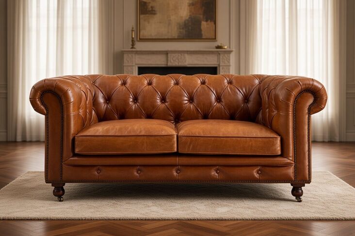 Chesterfield Jefferson Vintage Tan Leather 2 Seater Sofa
