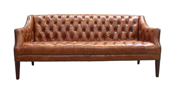 Chesterfield Louise 3 Seater Vintage Tan Leather Sofa