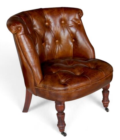 Chesterfield Mills Vintage Leather Armchair - Victorian Style Accent Chair