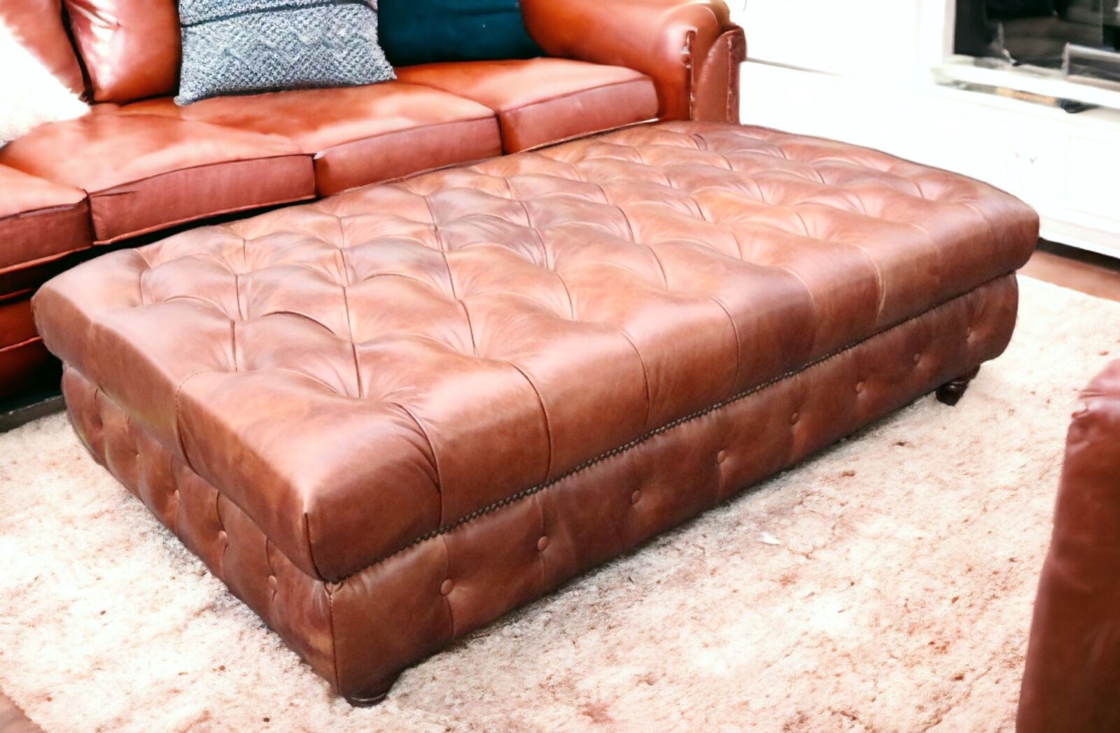 Product photograph of Chesterfield Vintage Nappa Chocolate Brown Leather Footstool Ottoman Large from Designer Sofas 4U